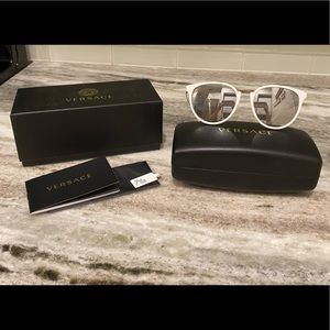 Versace Sunglassas- White & Gold with Grey Silver Mirror Lenses